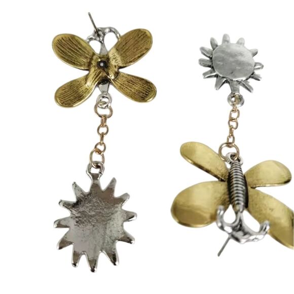 New ZARA Dual-Tone Butterfly and Sun Contrast Earrings - Picture 5 of 10